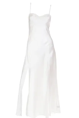 1990s Valentino Ivory Slip Dress Nightgown & Peignoir Robe Set