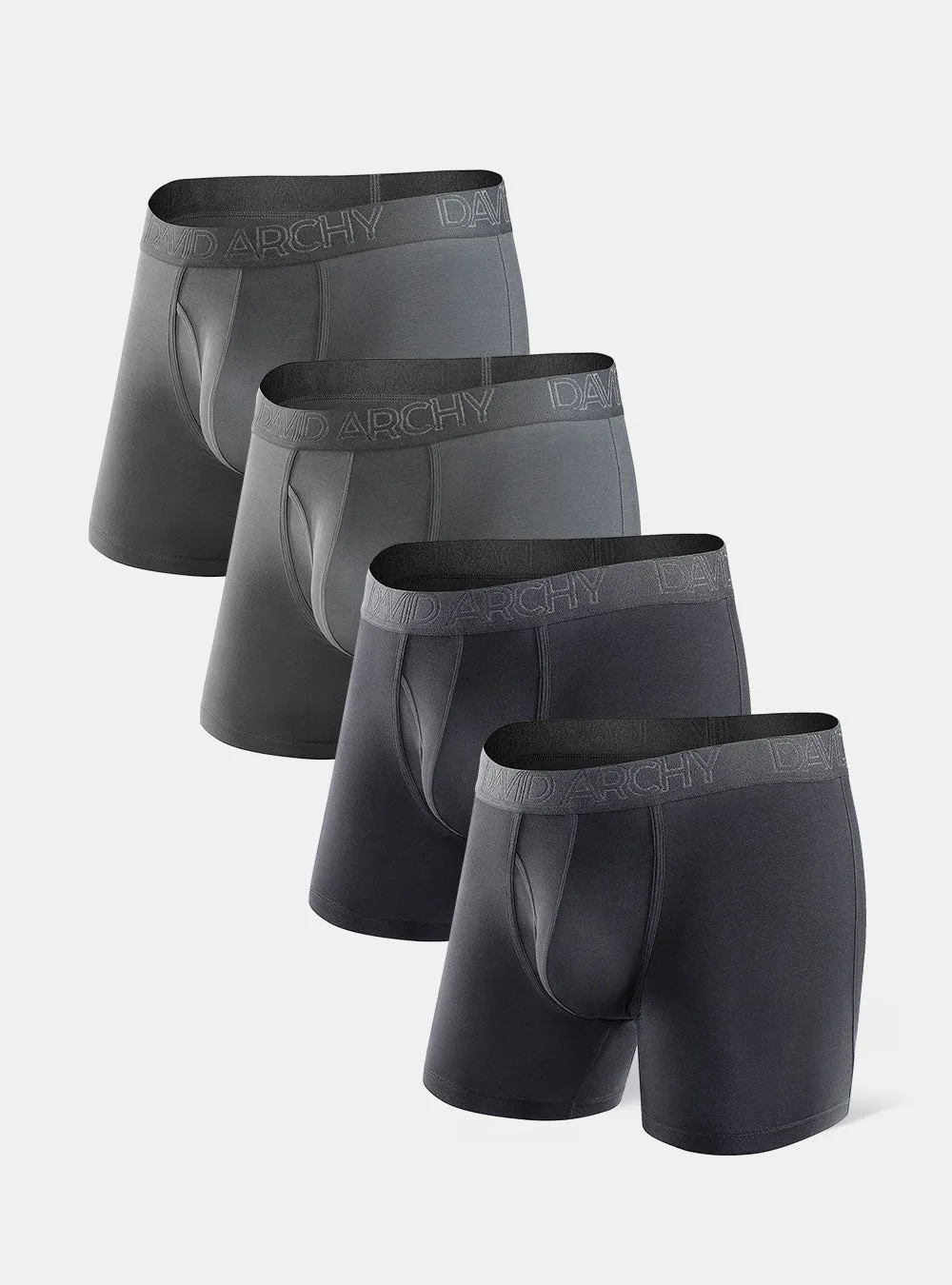 4 Packs Bamboo Rayon Breathable Soft Boxer Briefs