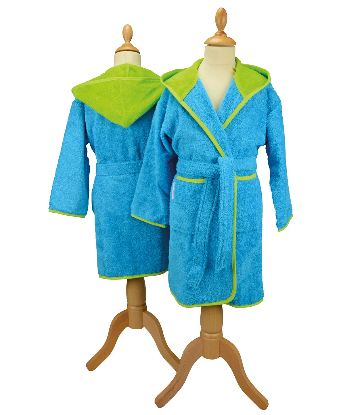 ARTG® Boyzz  Girlzz® hooded bathrobe | Aqua Blue/Lime Green