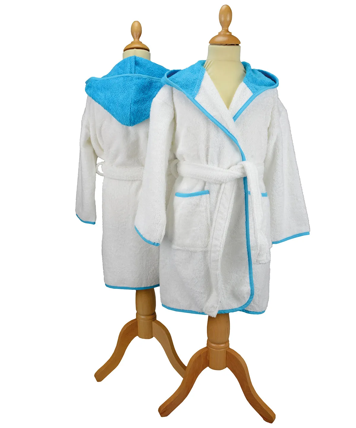 ARTG® Boyzz  Girlzz® hooded bathrobe | White/Aqua Blue