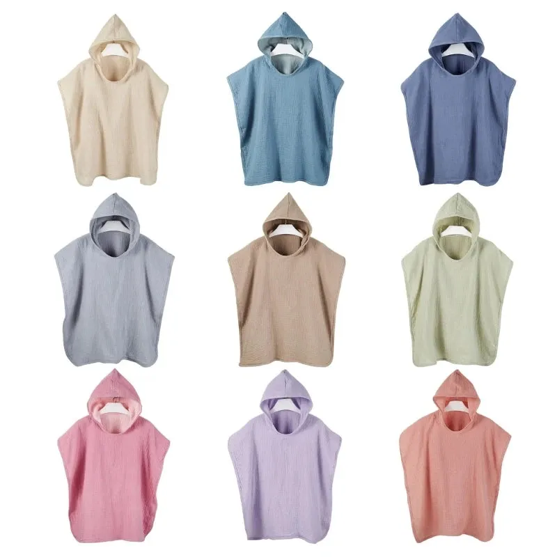 Baby Hooded Shower Towel Bath Towel Strong Absorbent Quick-Drying Soft Bathrobe Blanket Poncho Breathable Cotton Cape