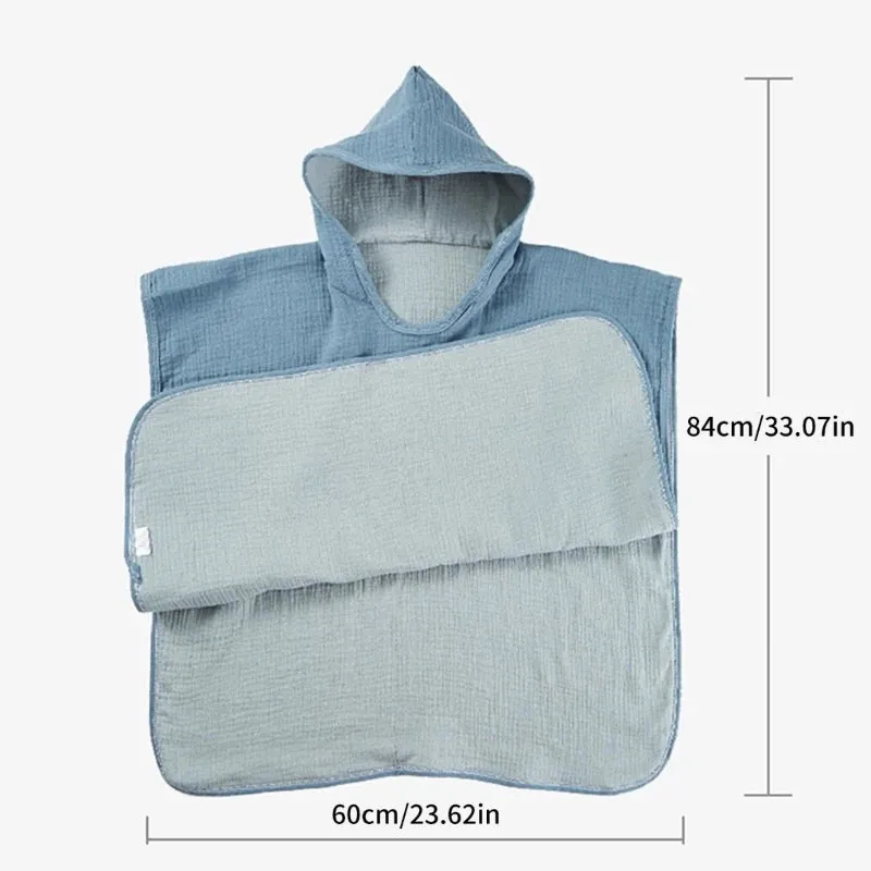 Baby Hooded Shower Towel Bath Towel Strong Absorbent Quick-Drying Soft Bathrobe Blanket Poncho Breathable Cotton Cape