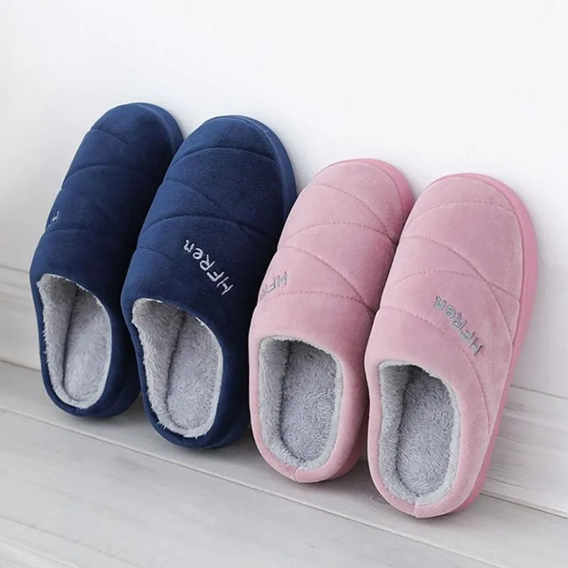 Big Size 47 Winter Warm Shoes Woman Men Indoor Slippers Soft Plush Lovers Home Floor Slipper Anti-slip Bedroom Slides SH080102