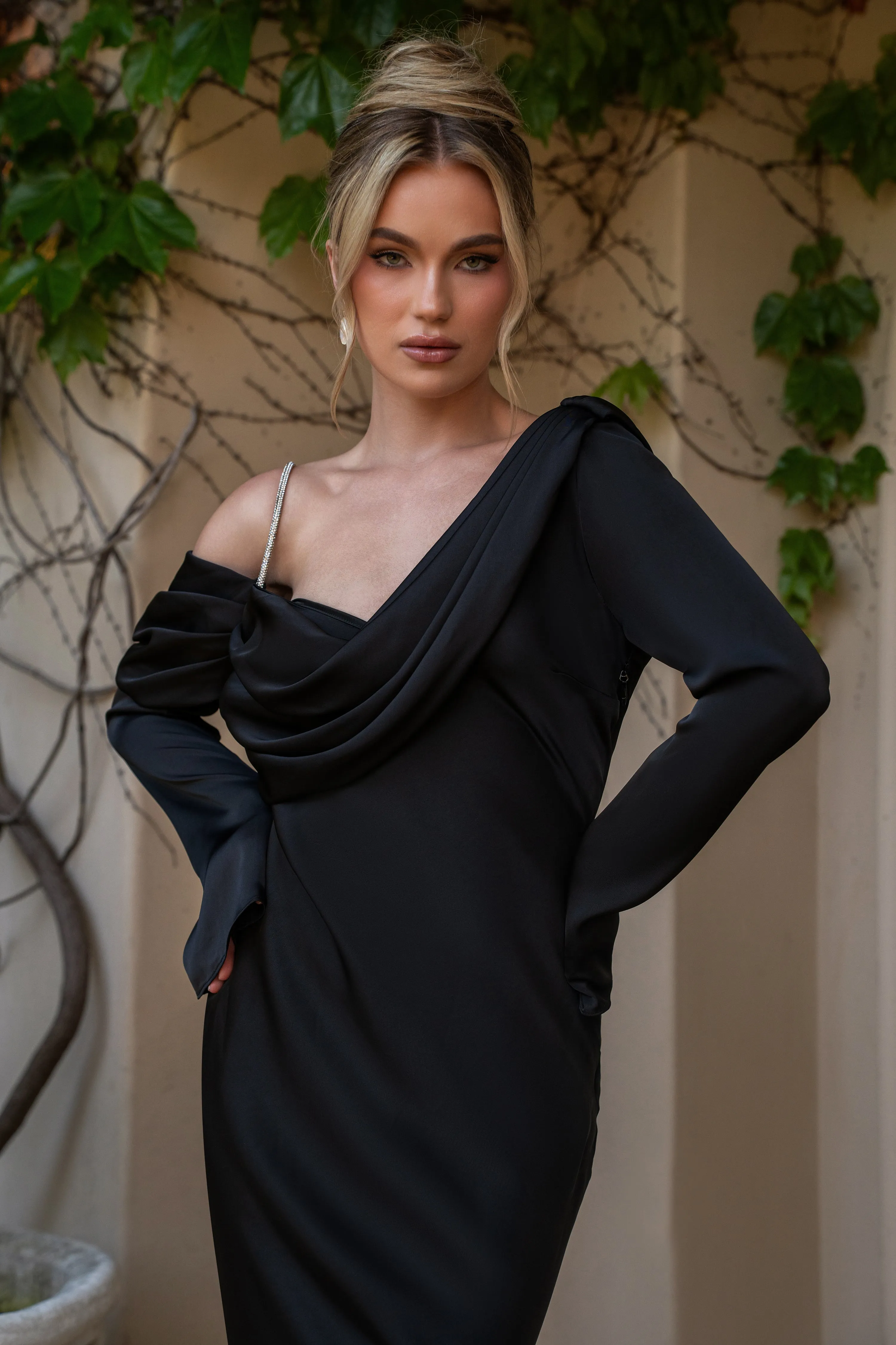 Black One And Only Satin Dress