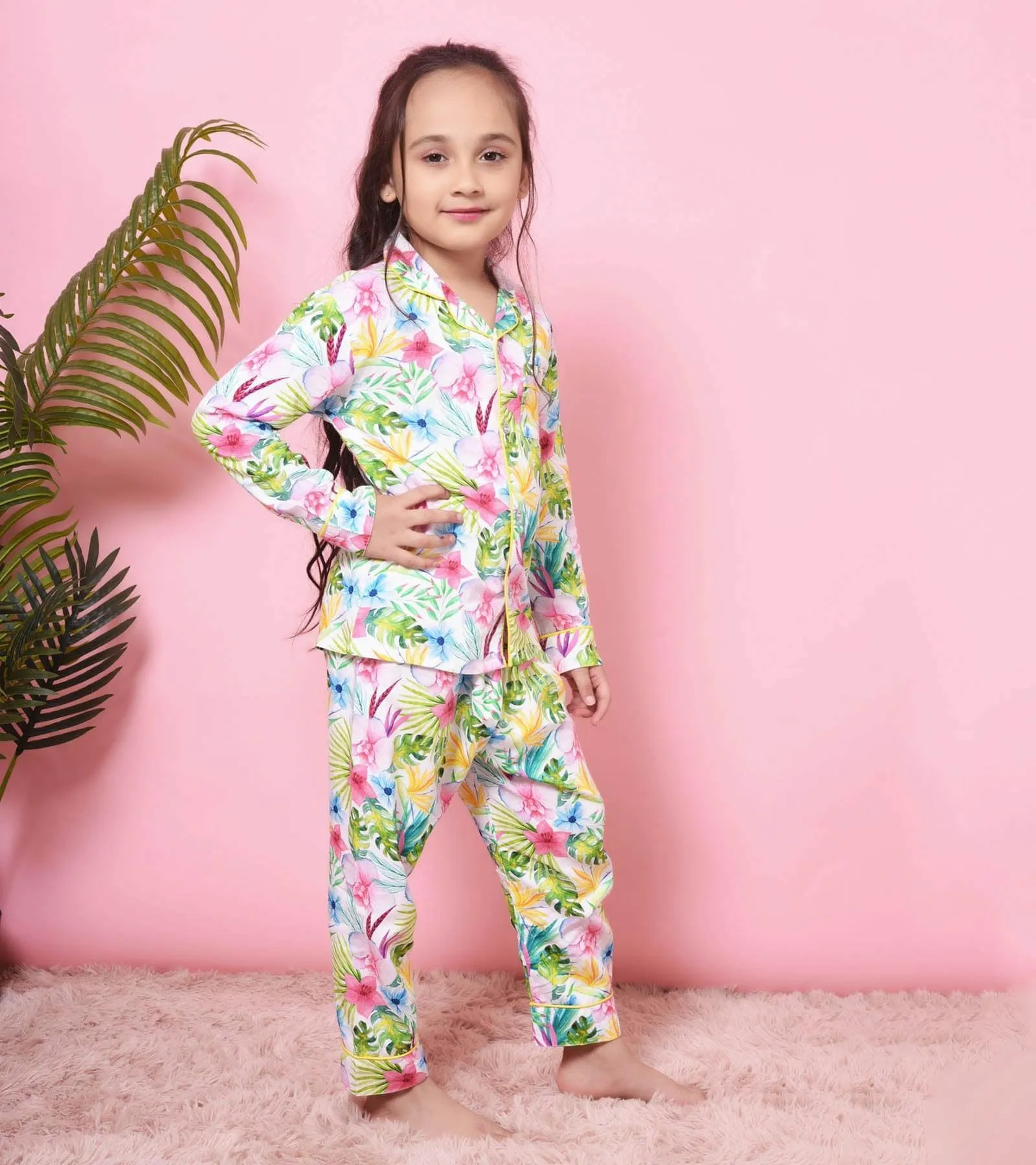 Blooming Floral Printed Girls Nightsuit Set