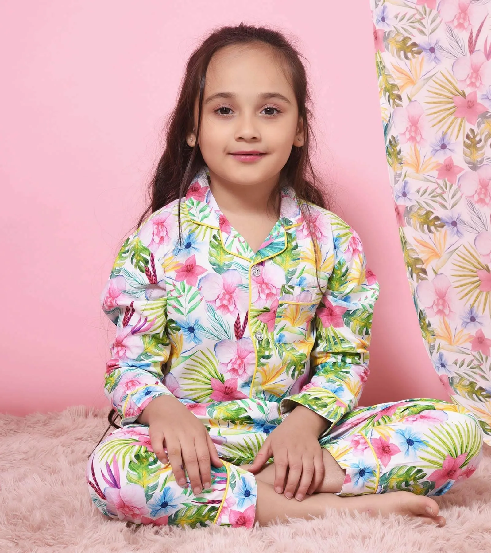 Blooming Floral Printed Girls Nightsuit Set