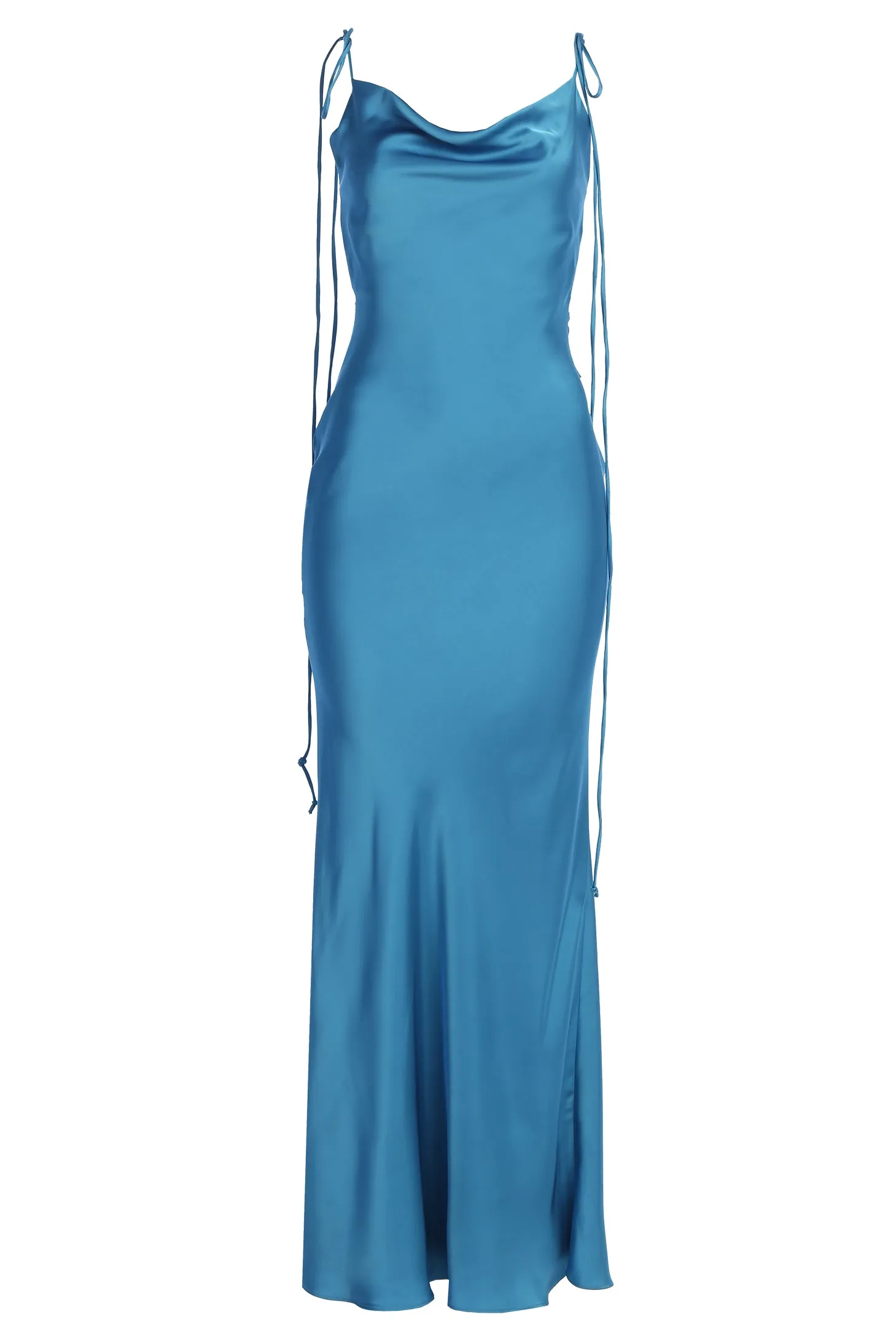 Blue Irresistible Satin Maxi Dress