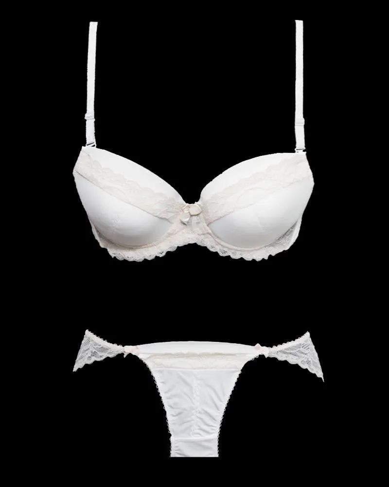 Bridal White K25001 Double Padded Bra Panty Set - By Kailanni