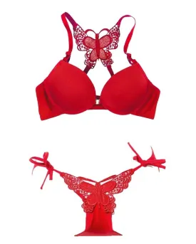 Butterfly Sexy Bra Panty Sets - Red