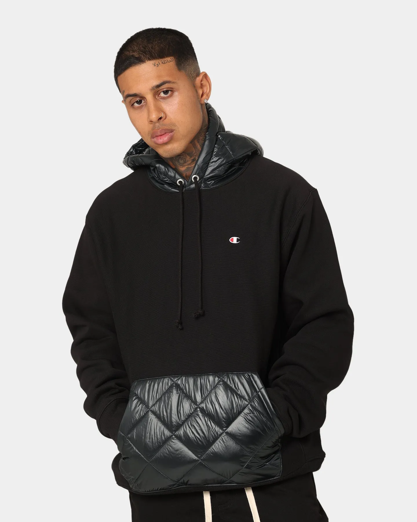 Champion Reverse Weave Puffer Hoodie Black