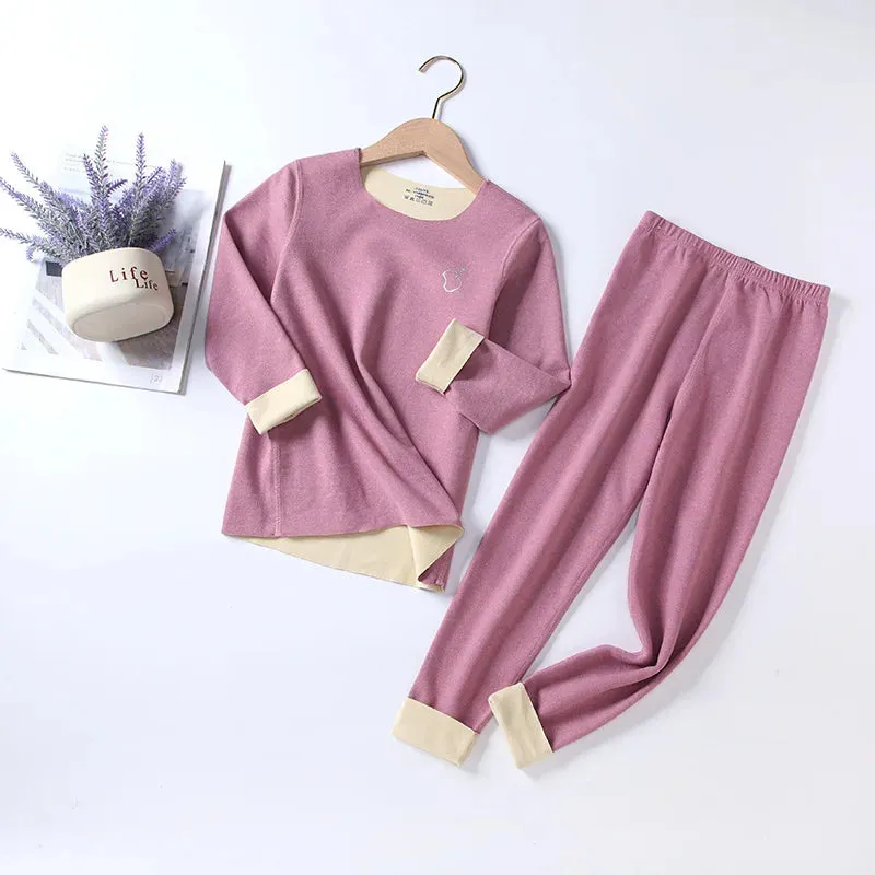 Children's Thermal Underwear Set Autumn Winter Thick Boy And Girls Traceless New Baby Autumn Clothes Warm Soft Sleep Wear 2-14Y