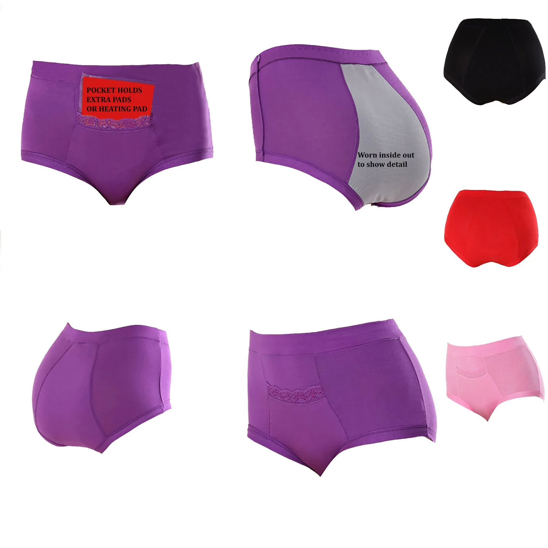 CODE RED Period Panties with Pocket- Red- XL