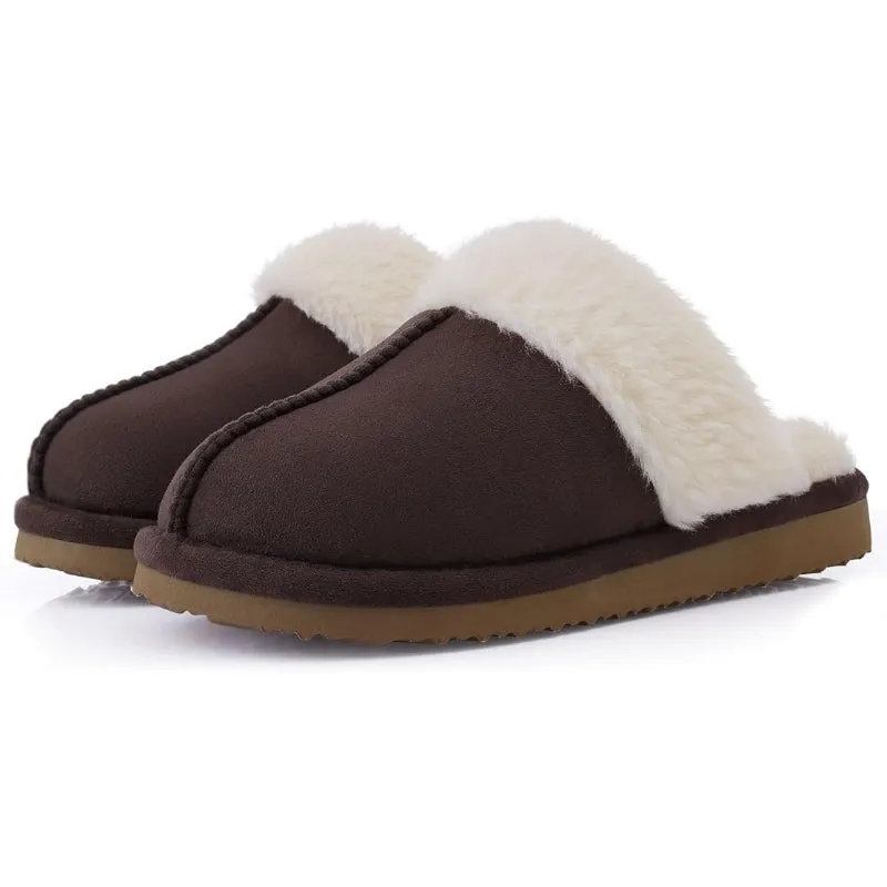 Cozy Fleece Lined Suede Plush Slippers