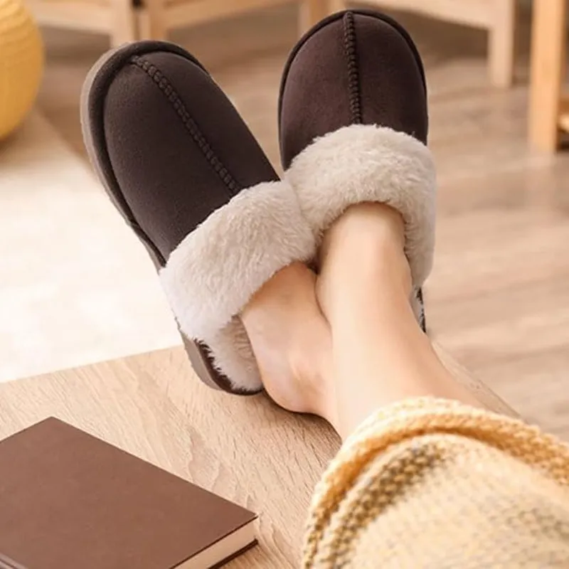 Cozy Fleece Lined Suede Plush Slippers