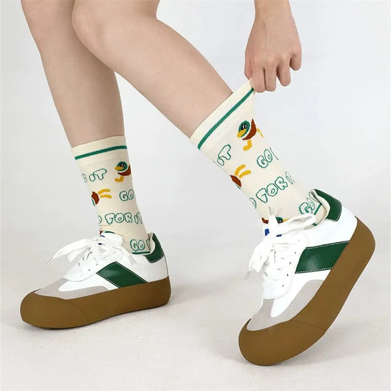 Cute Duck Bill 3D Striped Medium Tube Socks