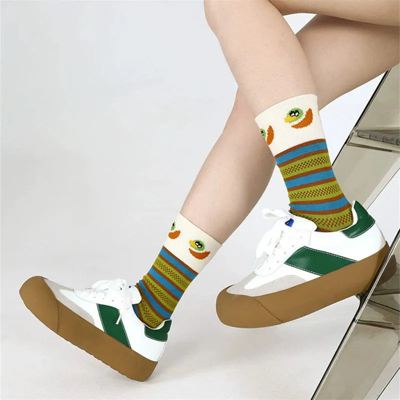 Cute Duck Bill 3D Striped Medium Tube Socks