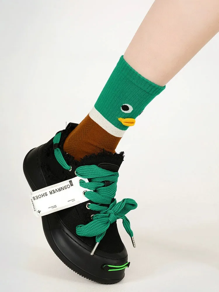 Cute Duck Bill 3D Striped Medium Tube Socks