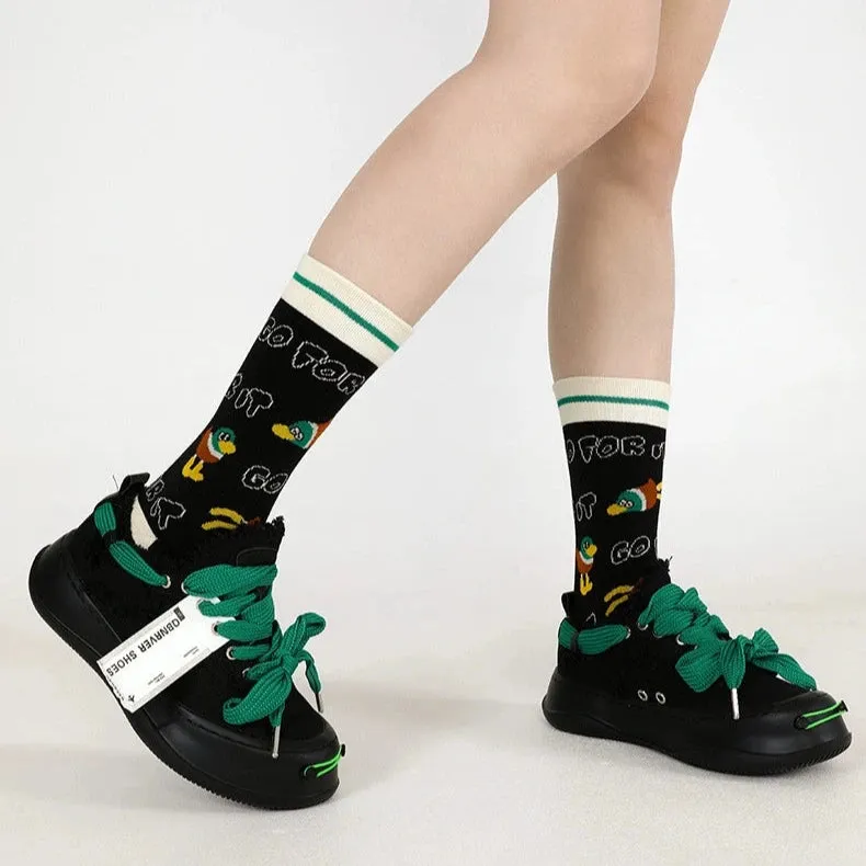 Cute Duck Bill 3D Striped Medium Tube Socks