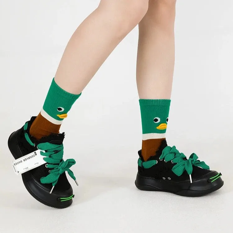 Cute Duck Bill 3D Striped Medium Tube Socks