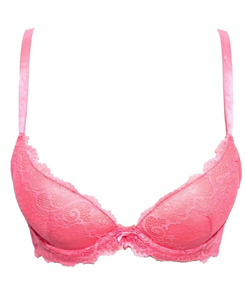 Daifuren 515 Pink Embroidered Design - Single Padded,Under Wired Bra