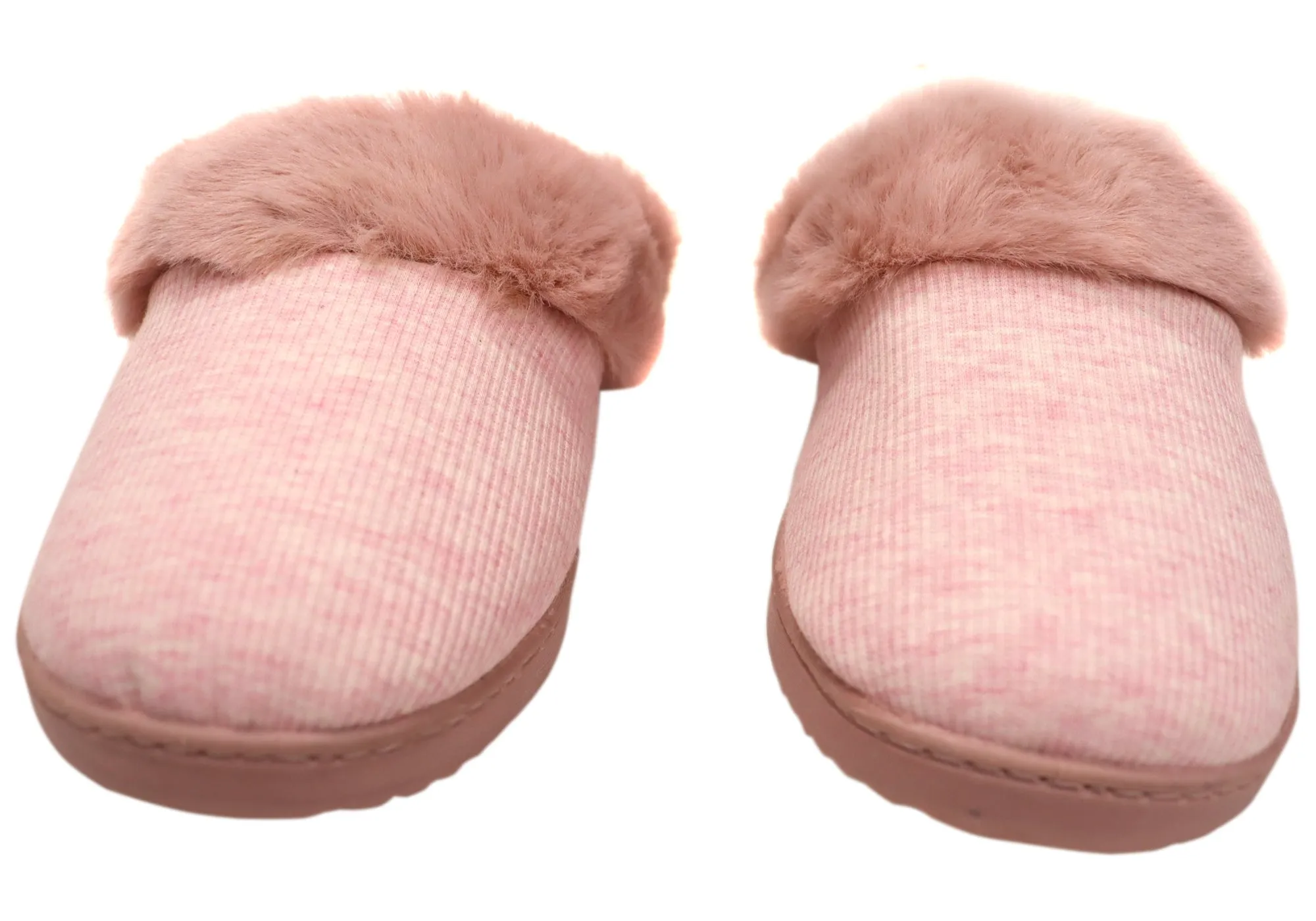 Dearfoams Womens Comfortable Dahlia Rib Knit Scuff Slippers