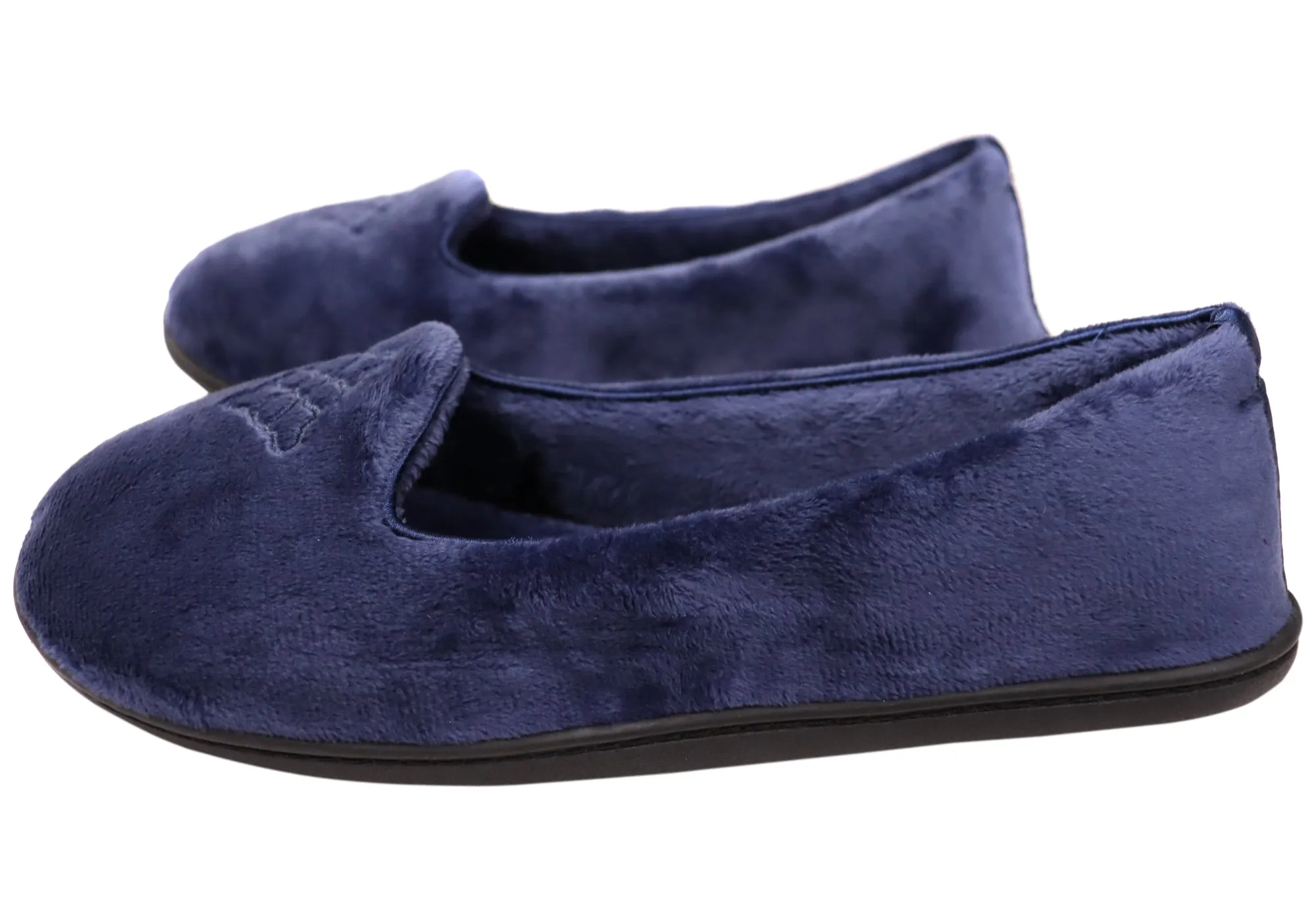 Dearfoams Womens Rebecca Microfiber Velour Wide Width Slippers