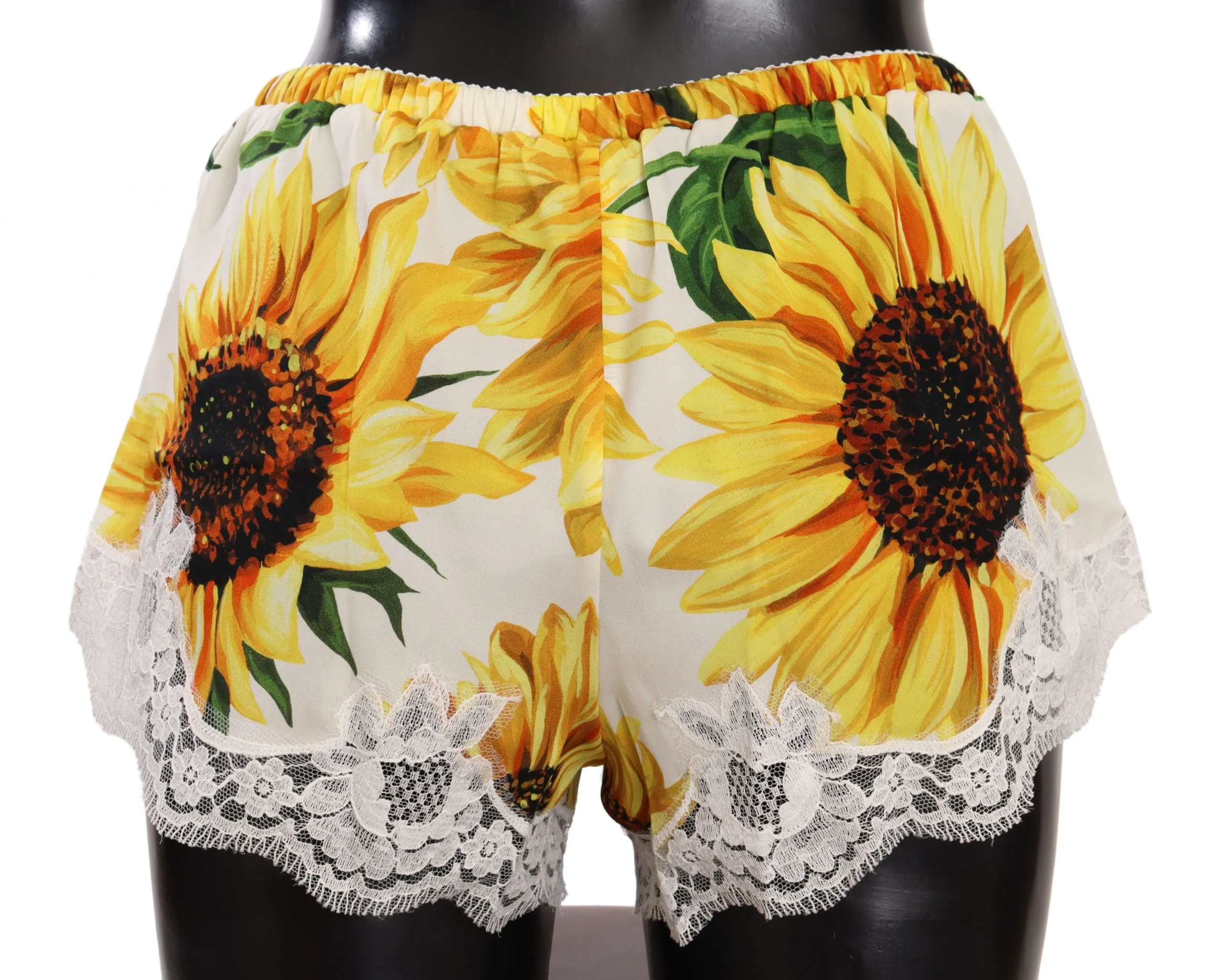 Dolce & Gabbana Sunflower Lace Lingerie Shorts - Silk Blend