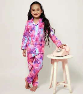 Dreamy Pink Printed Girls Nightsuit Set