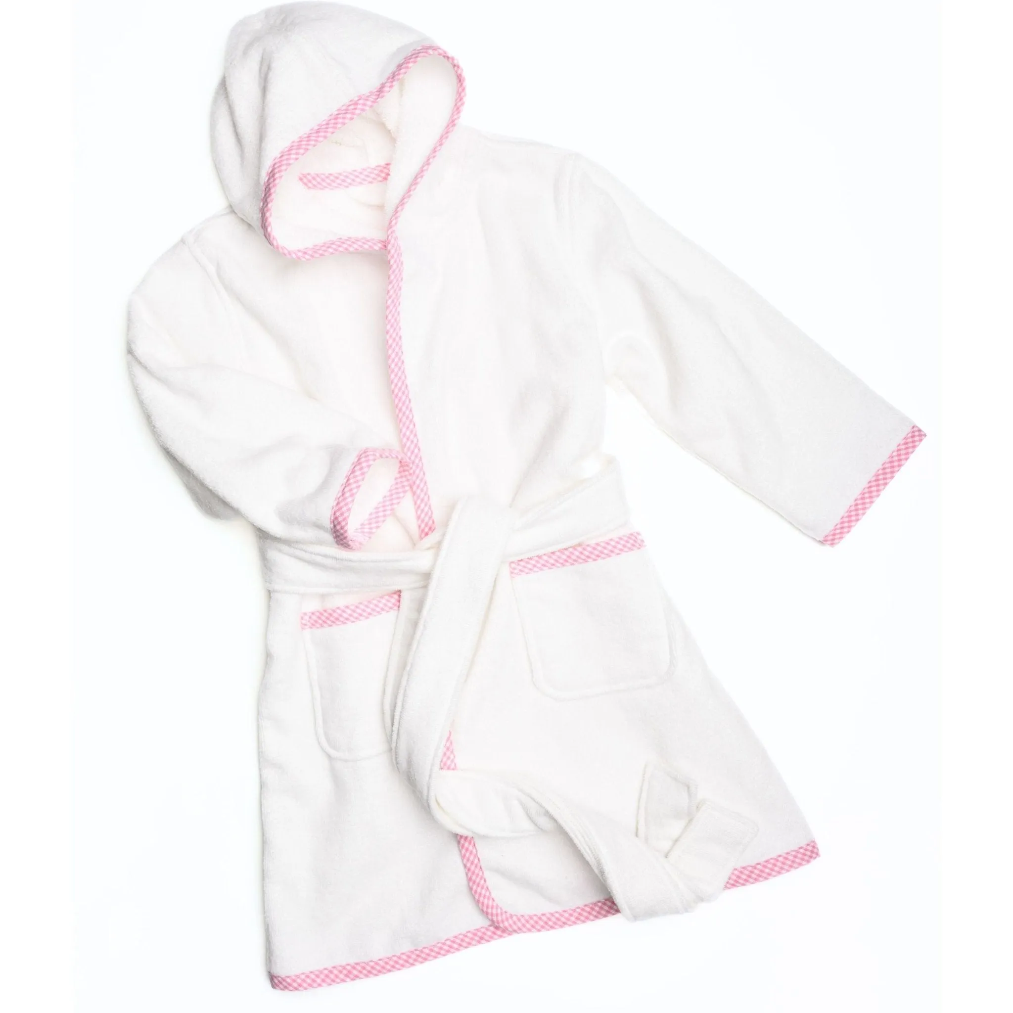 Essentials Pink Gingham Trim Bathrobe