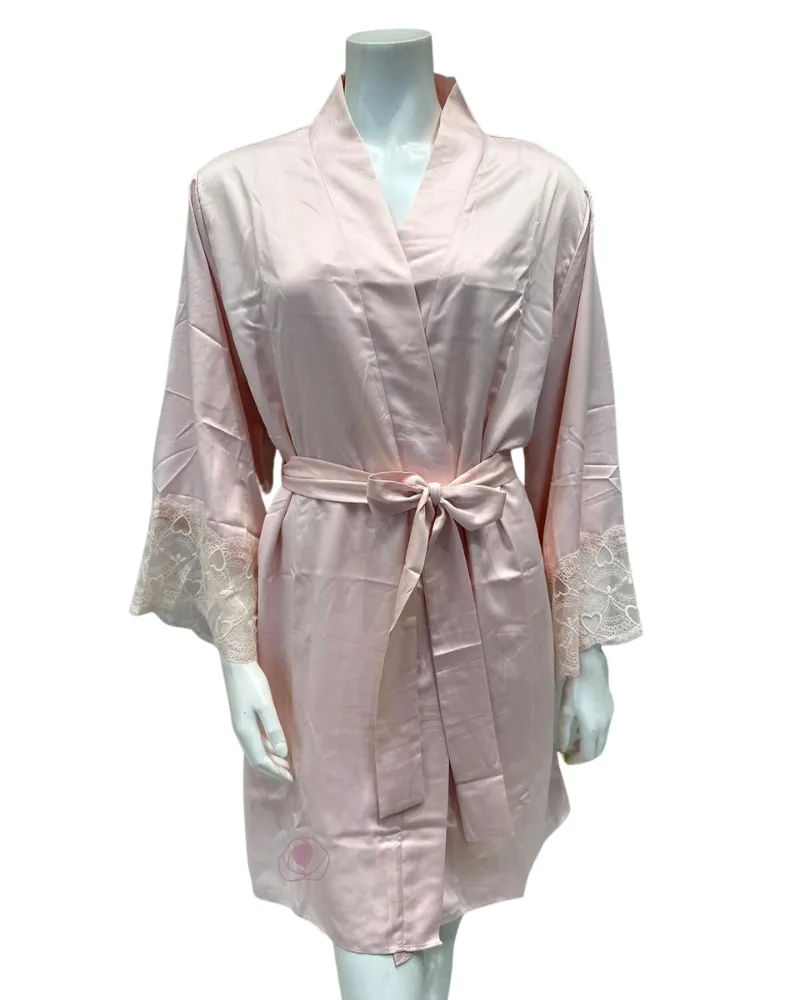 Flora by Flora Nikrooz Kit Matte Pink Chemise & Kimono Set