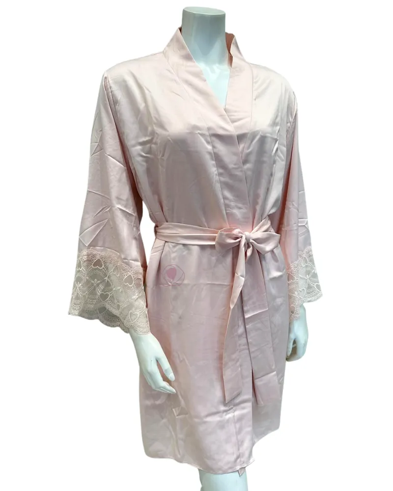 Flora by Flora Nikrooz Kit Matte Pink Chemise & Kimono Set