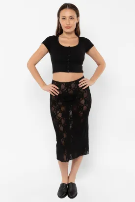 FNS301 - Floral Lace Pencil Skirt