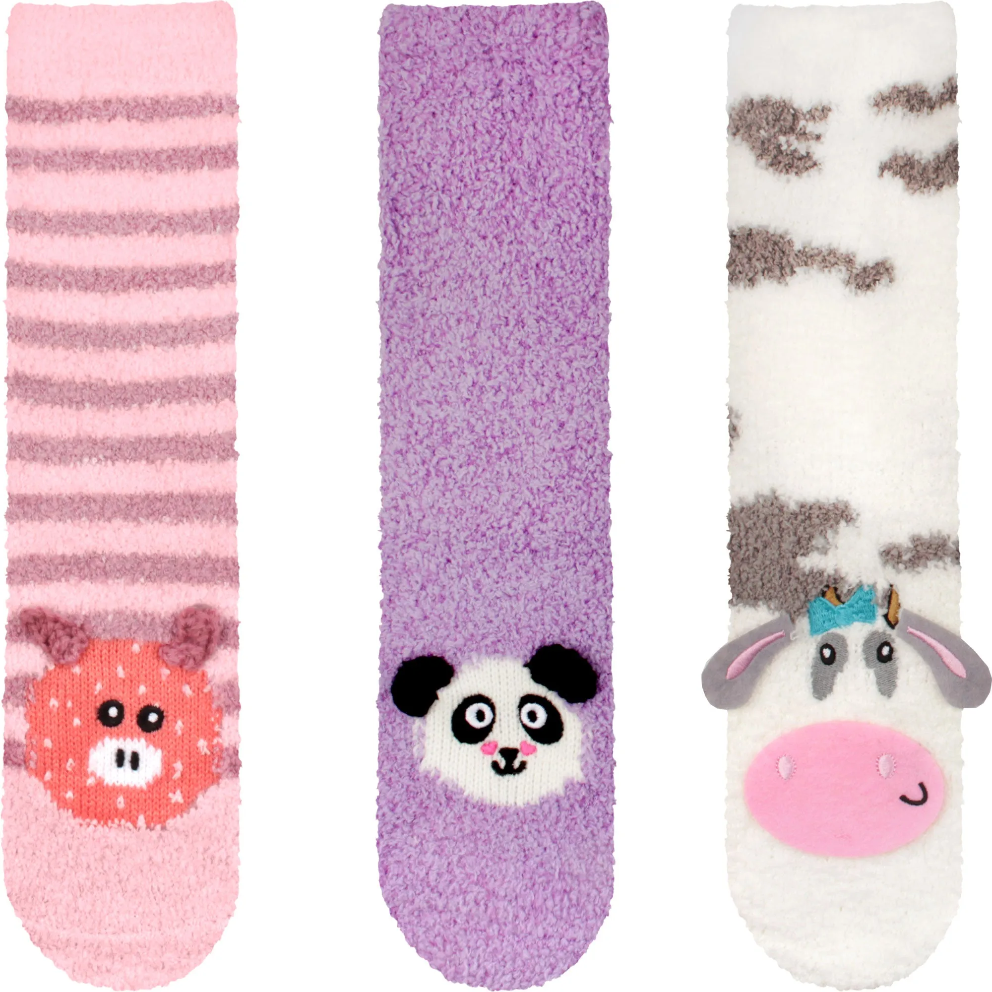 Fuzzy Cozy Microfiber Animal Socks Assortments - 3 Pairs