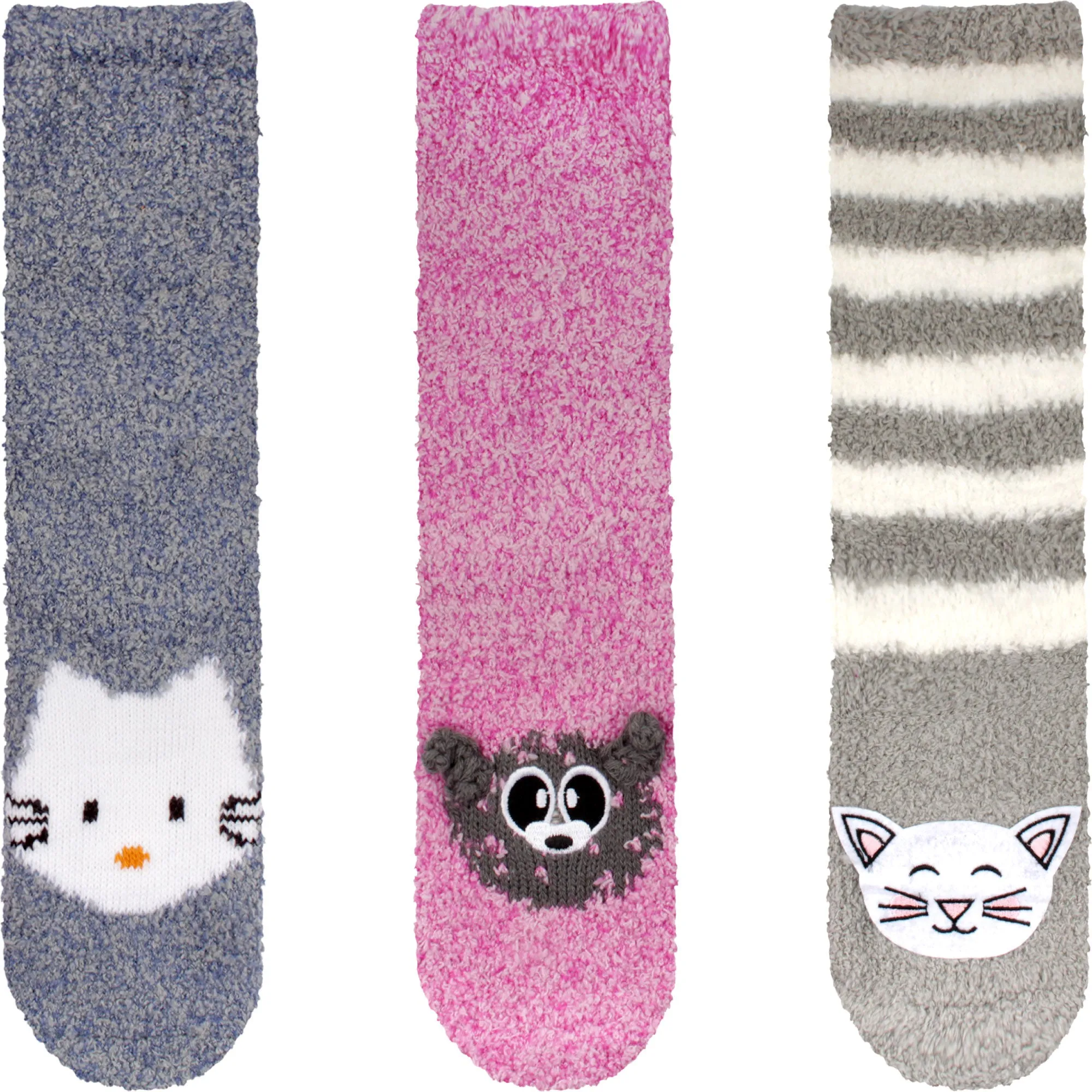 Fuzzy Cozy Microfiber Animal Socks Assortments - 3 Pairs