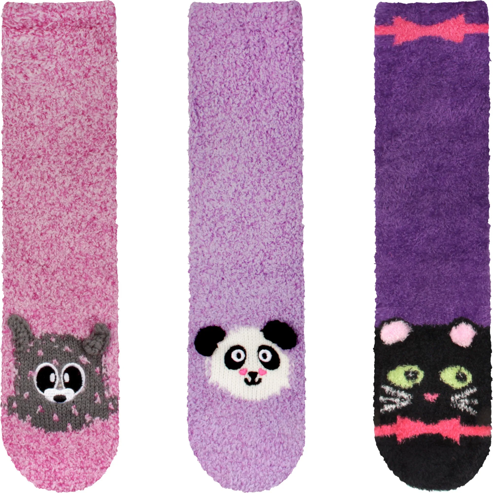 Fuzzy Cozy Microfiber Animal Socks Assortments - 3 Pairs