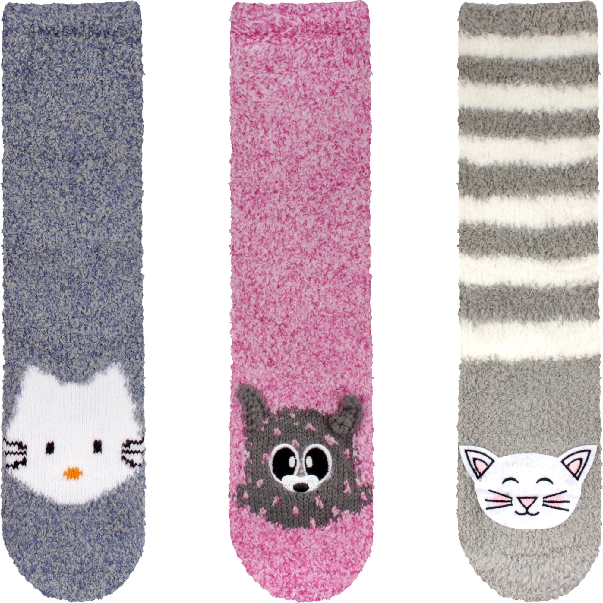 Fuzzy Cozy Microfiber Animal Socks Assortments - 3 Pairs