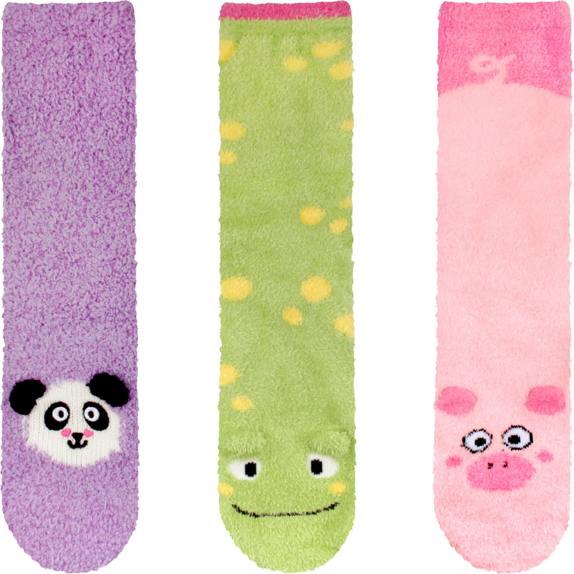 Fuzzy Cozy Microfiber Animal Socks Assortments - 3 Pairs