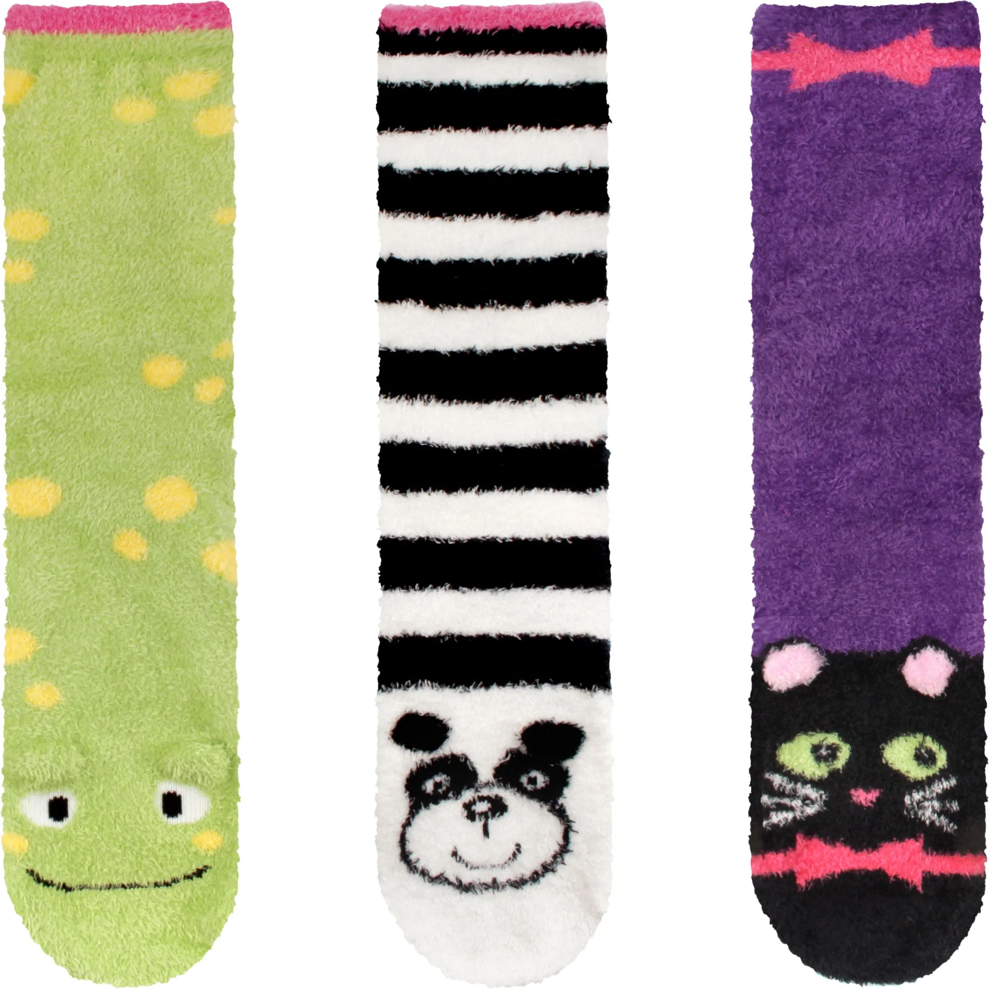 Fuzzy Cozy Microfiber Animal Socks Assortments - 3 Pairs