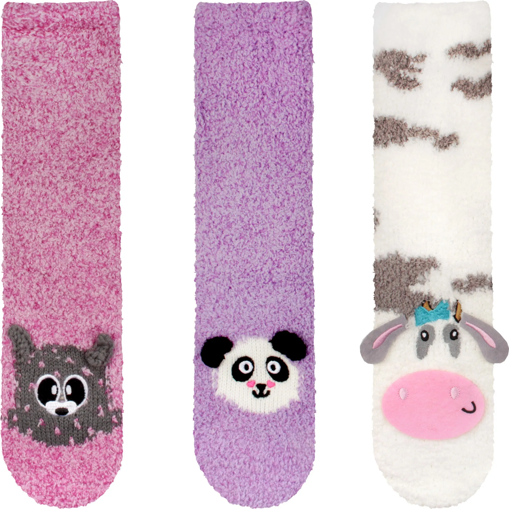 Fuzzy Cozy Microfiber Animal Socks Assortments - 3 Pairs