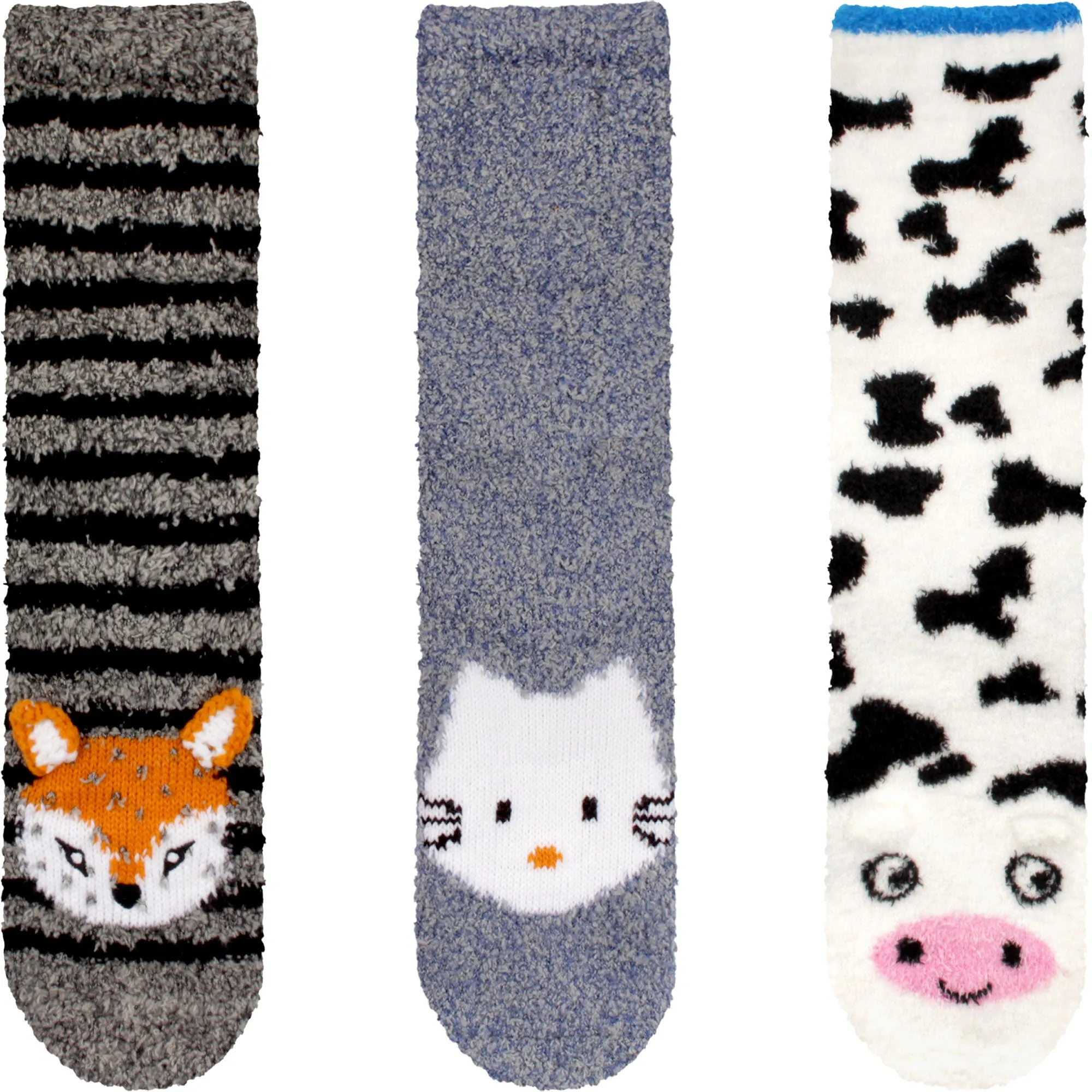 Fuzzy Cozy Microfiber Animal Socks Assortments - 3 Pairs