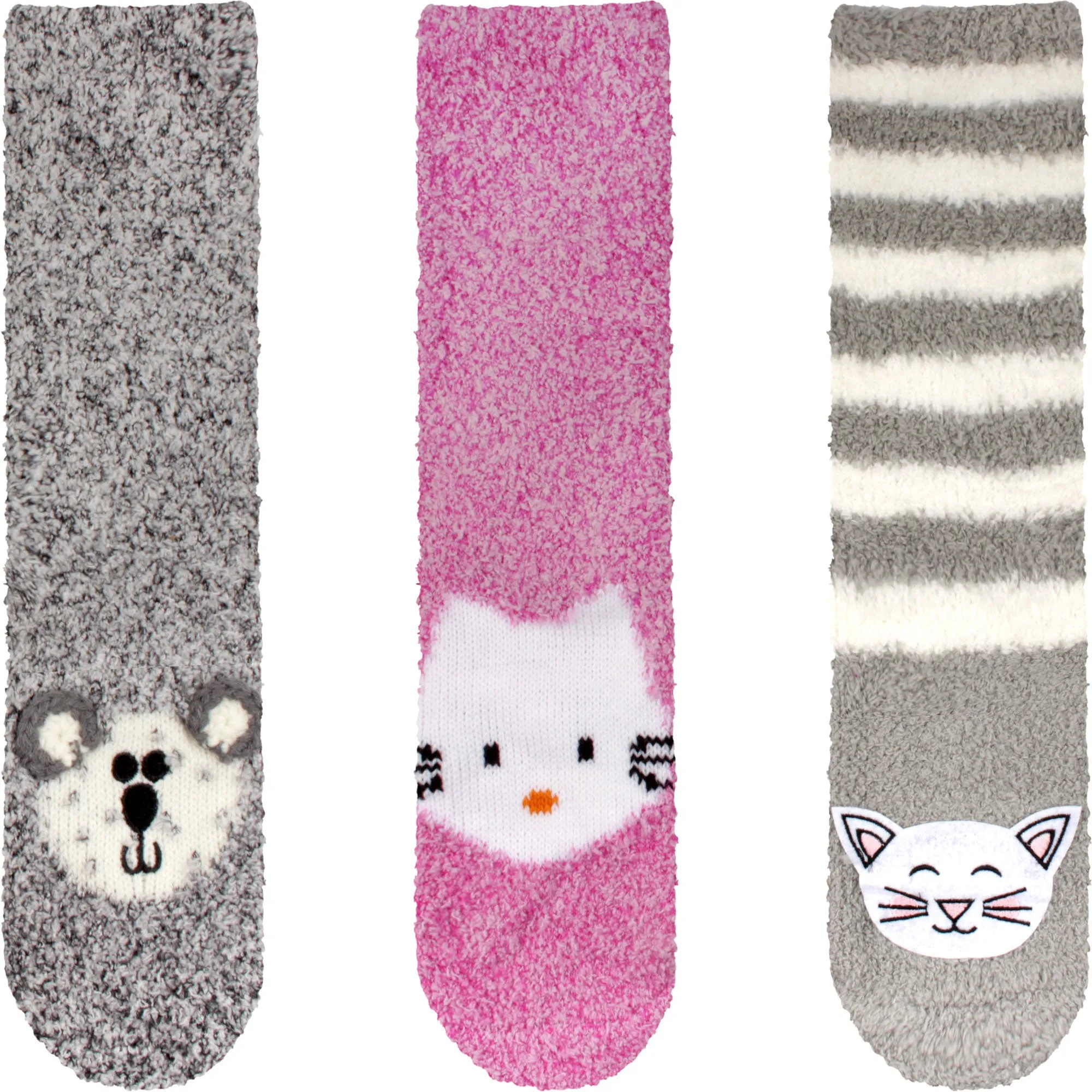 Fuzzy Cozy Microfiber Animal Socks Assortments - 3 Pairs