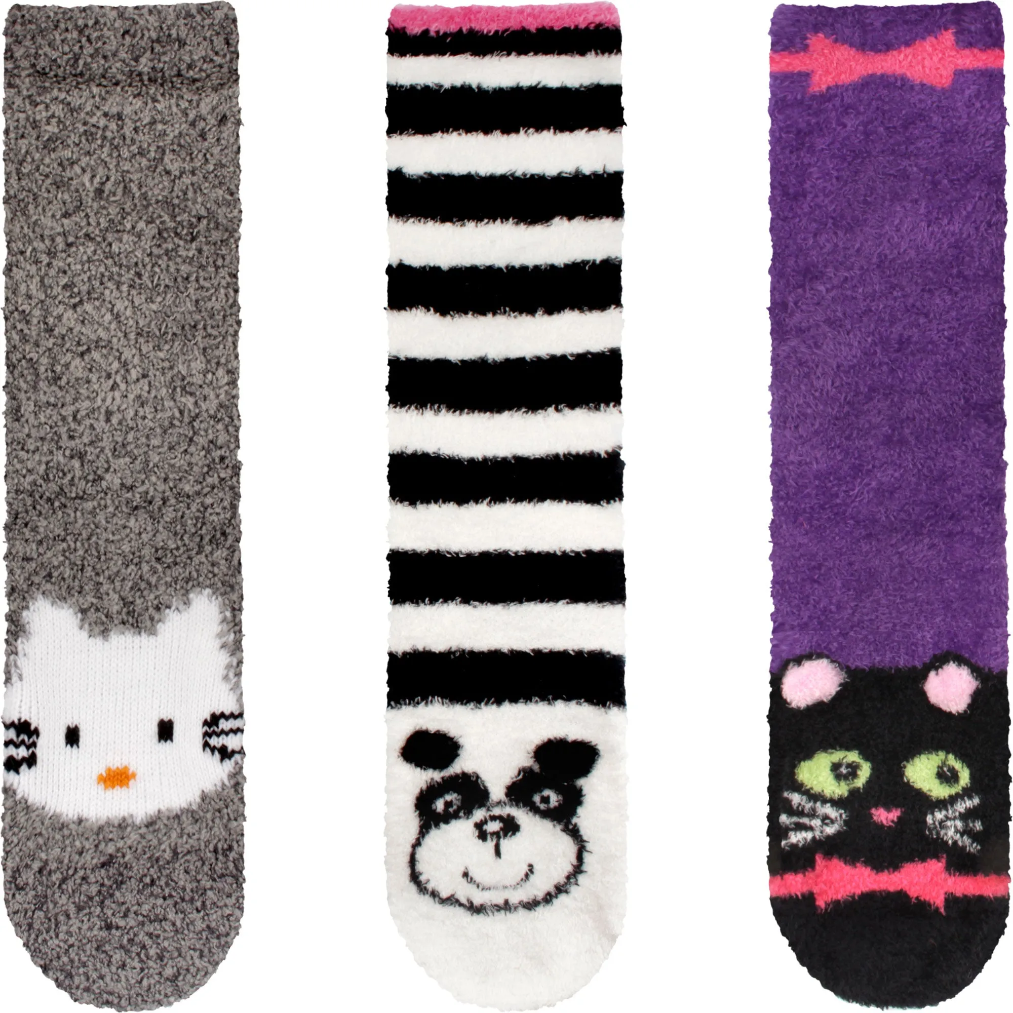 Fuzzy Cozy Microfiber Animal Socks Assortments - 3 Pairs