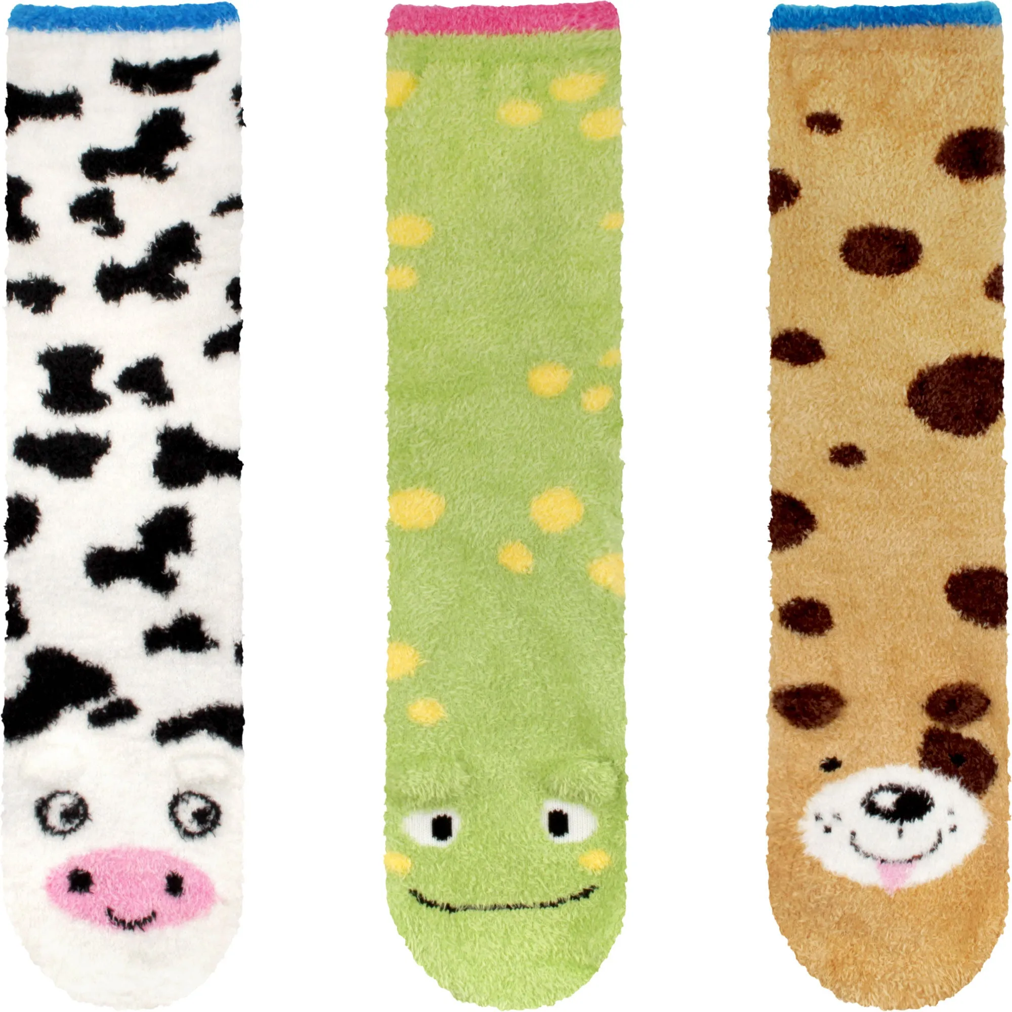 Fuzzy Cozy Microfiber Animal Socks Assortments - 3 Pairs