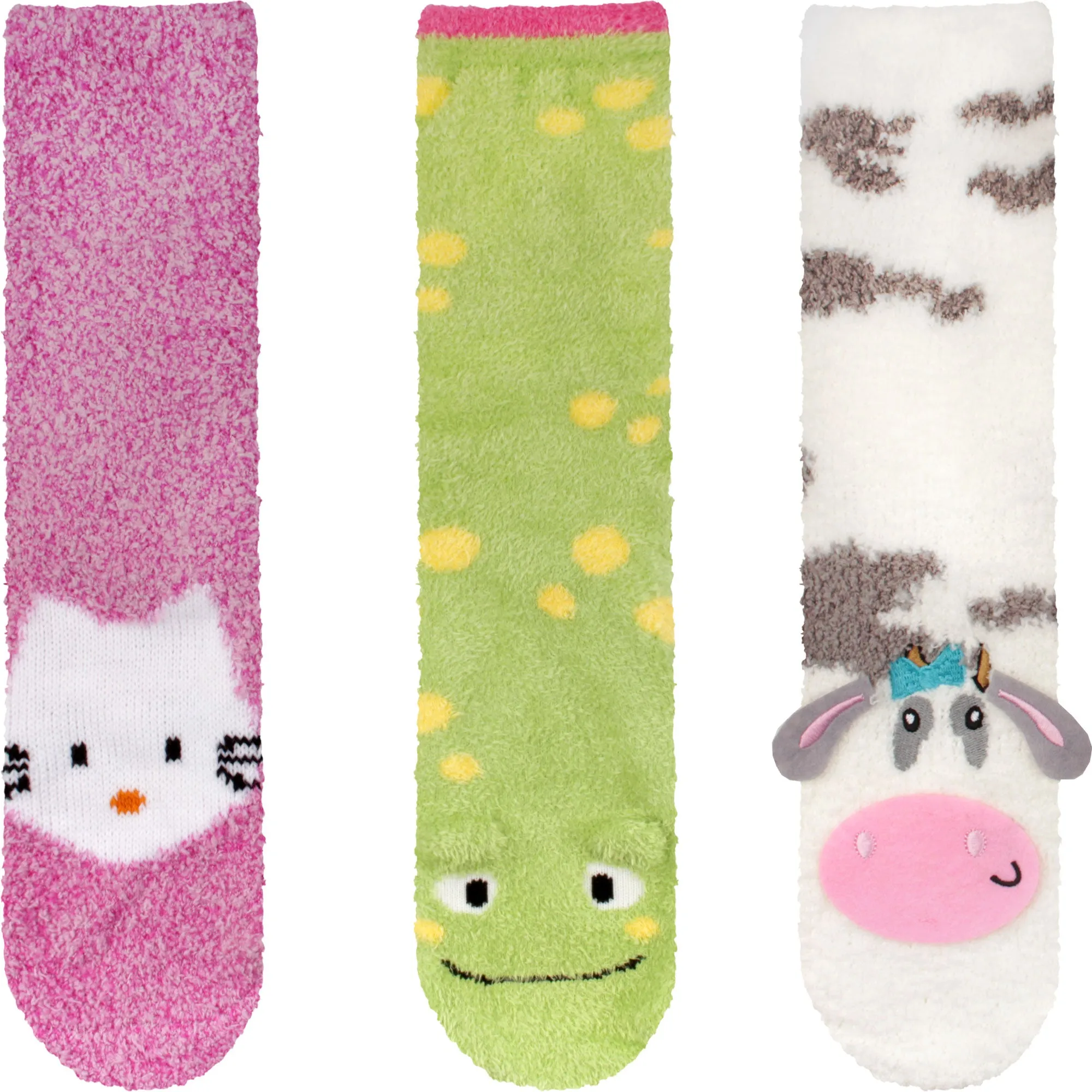 Fuzzy Cozy Microfiber Animal Socks Assortments - 3 Pairs