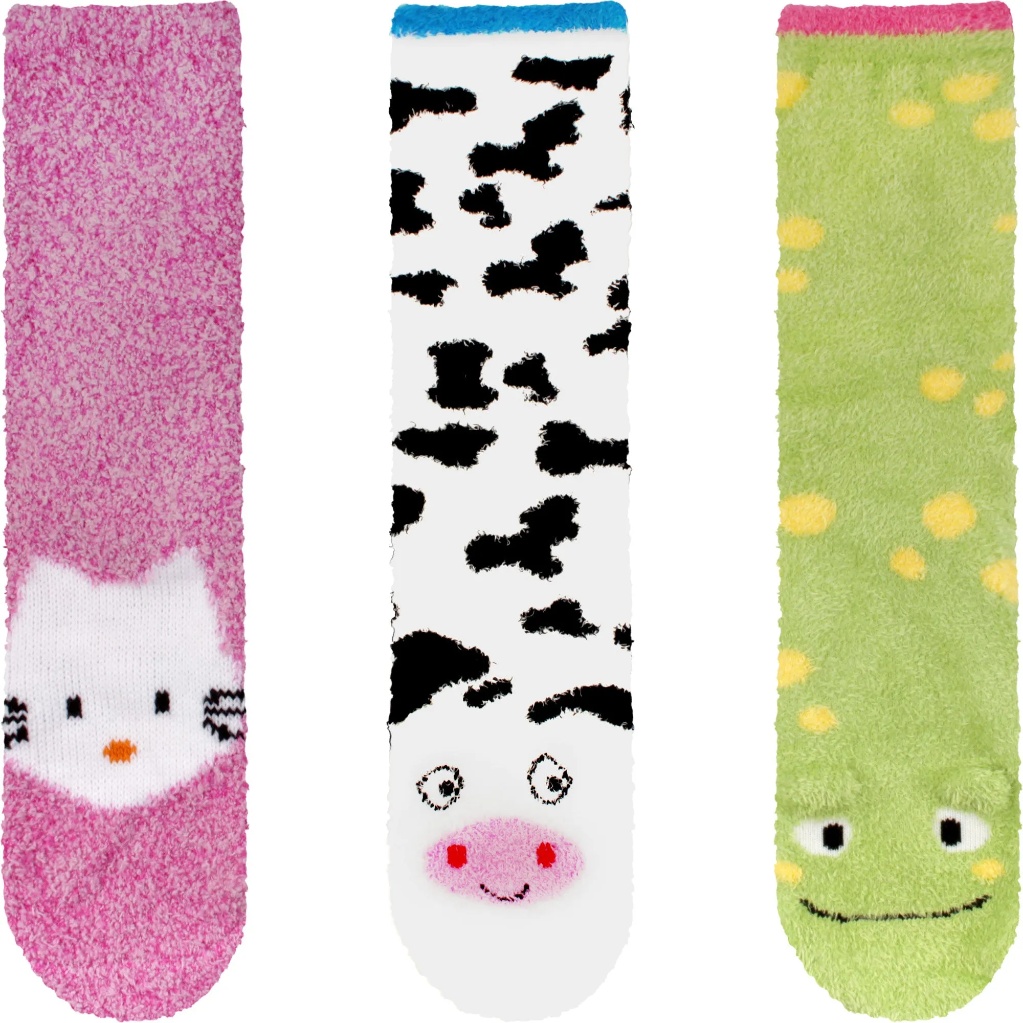 Fuzzy Cozy Microfiber Animal Socks Assortments - 3 Pairs