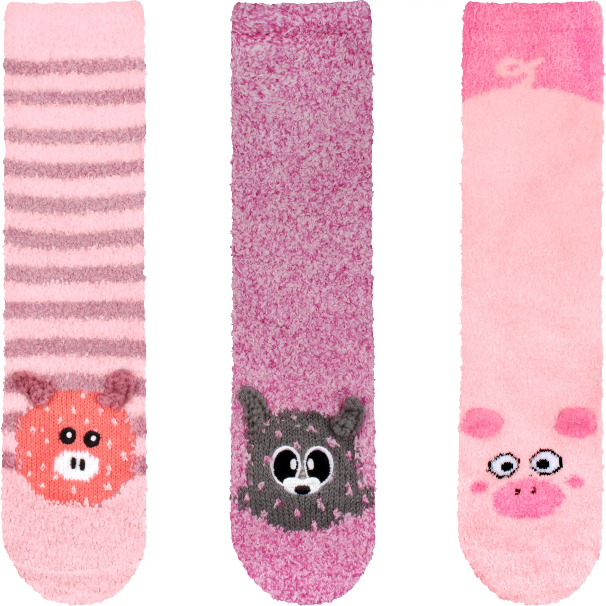 Fuzzy Cozy Microfiber Animal Socks Assortments - 3 Pairs