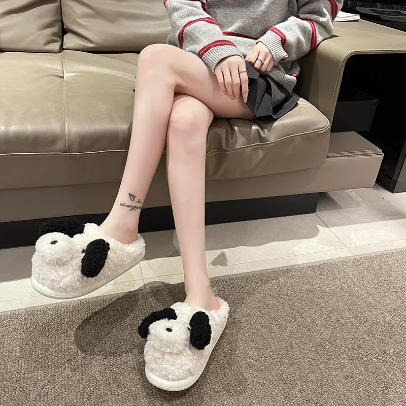 Fuzzy Puppy Plush Slippers | Kawaii Indoor Slippers