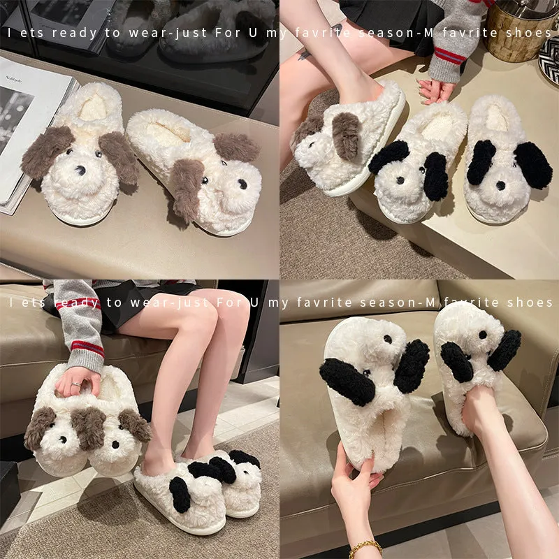 Fuzzy Puppy Plush Slippers | Kawaii Indoor Slippers