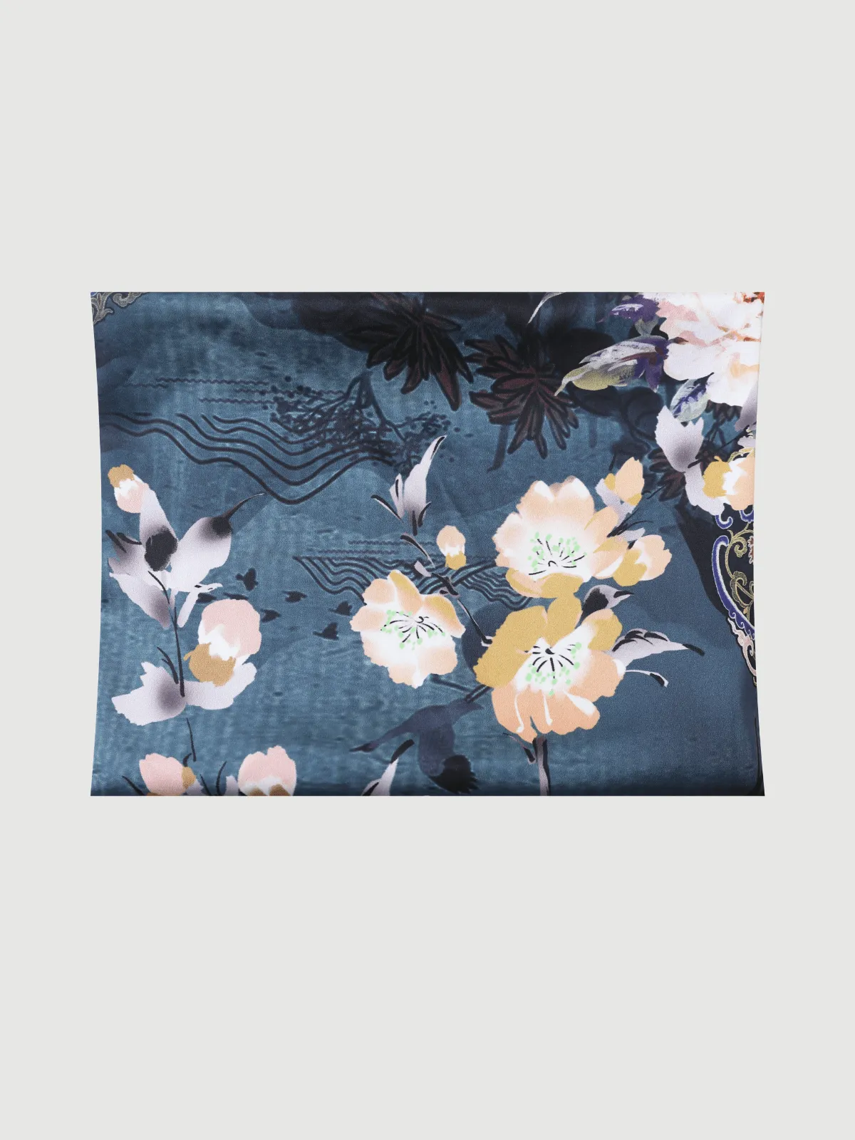 Garden Crane Charmeuse Floral Square Scarf