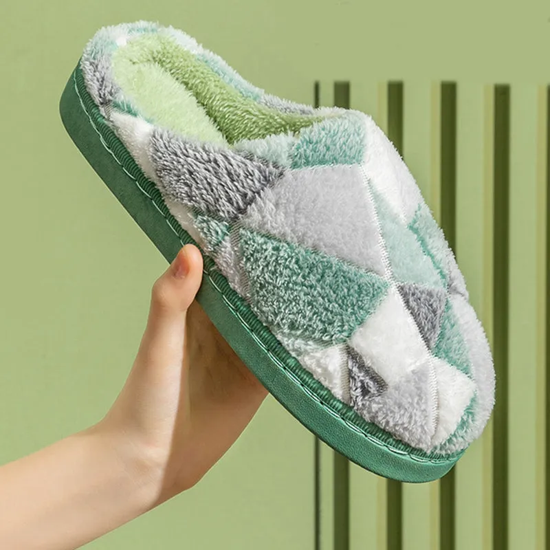 Geometric Plush Warm Indoor Slippers